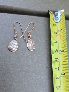 Rose Gold Pavé Teardrop Dangle Earrings - Women Jewelry